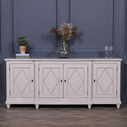 Distressed Mahogany Wood 4 Door Extra Large Sideboard