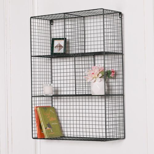 Black Metal 5 Compartment Wall Shelf