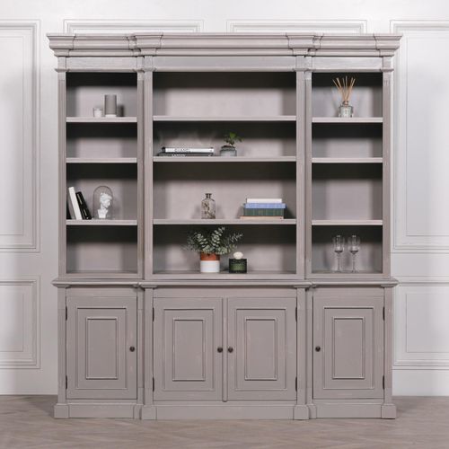 Distressed Grey Large Display Cabinet