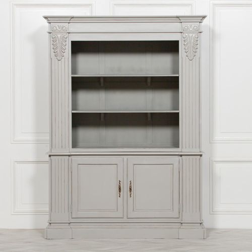 Grey Mahagony Carved Display Cabinet