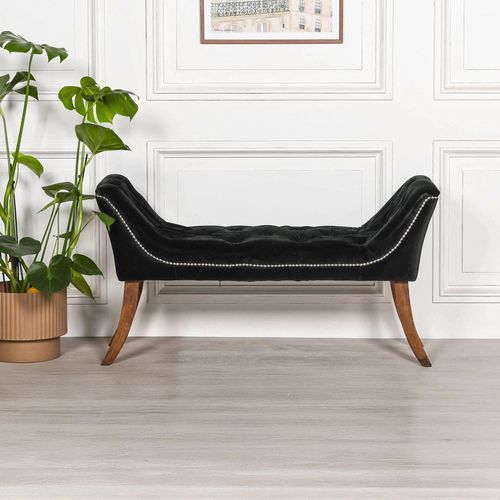 Black Velvet Fabric Bench