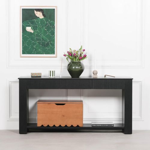Black Painted Acacia Wood Fluted Console Table