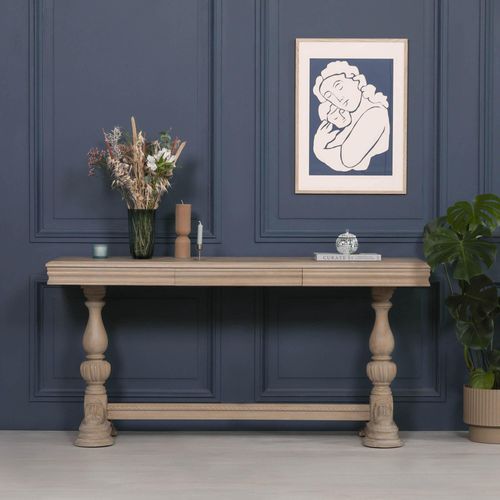 Rustic Wood 1 Drawer Large Console Table