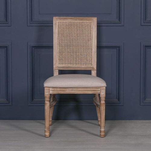 2 x Louise Wood and Rattan Back Dining Chair