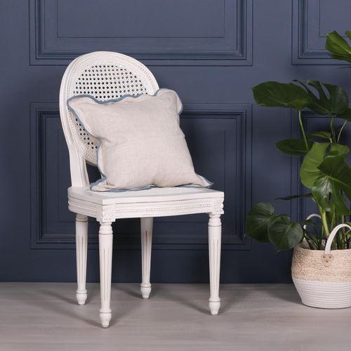 Lomira French Style White Rattan Oval Back Dining Chair