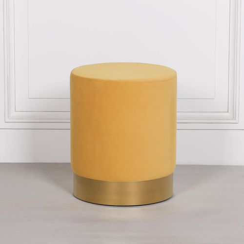 Mustard Yellow Velvet Round Stool