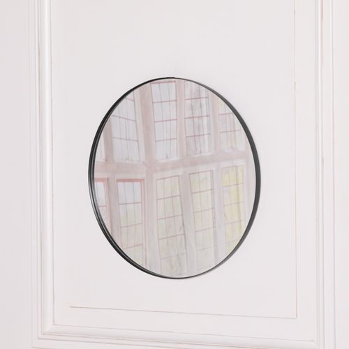 Black Round Wall Mirror - 50cm x 50cm