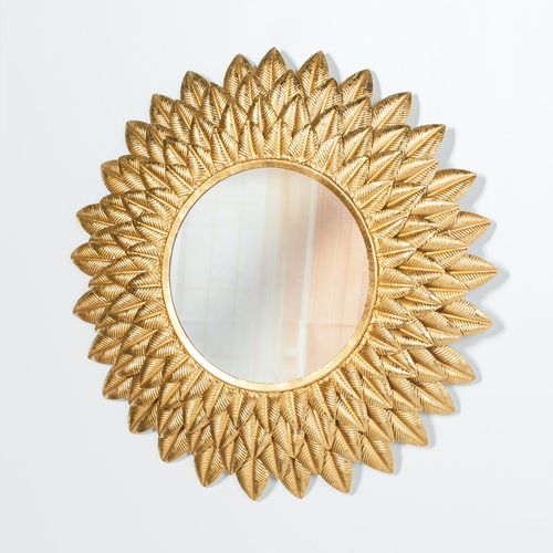 Gold Sunflower Round Wall Mirror - 48cm x 48cm