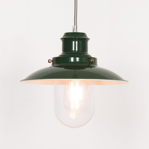 British Green Painted Metal Fishermans Ceiling Light