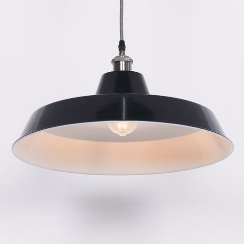 Factory Style Royal Blue Painted Metal Pendant Light - 46cm