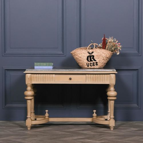 Wood and Stone Top 1 Drawer Console Table
