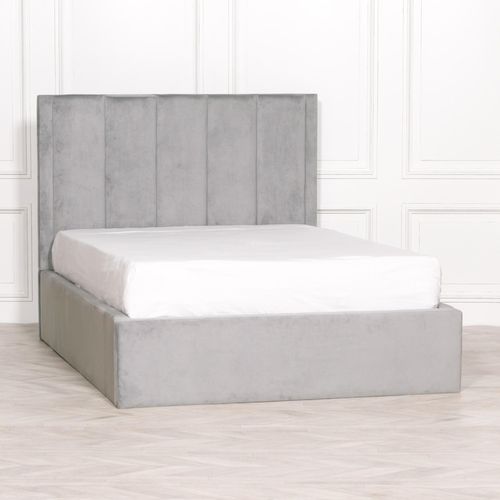 Grey Velvet 5ft King Size Bed