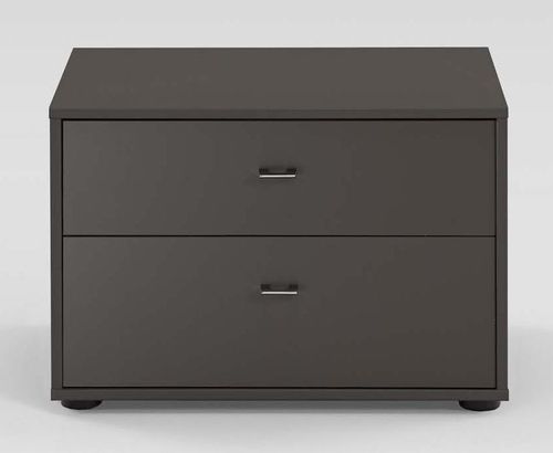 Wiemann Tokio 2 Drawer Bedside Cabinet Havana with Silver Handle
