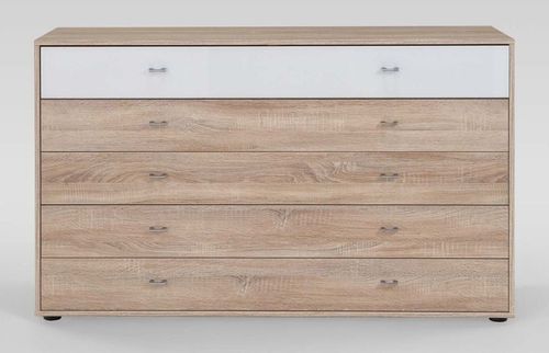 Wiemann Tokio 5 Drawer Chest in Rustic Oak with Chrome Handle