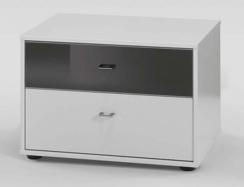 Wiemann Tokio 2 Drawer Bedside Cabinet in White and Havana with Silver Handle