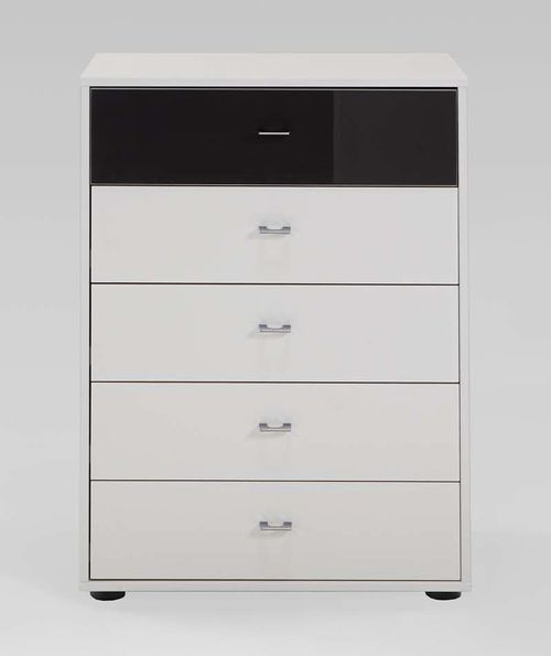 Wiemann Tokio 5 Drawer Chest in Champagne with Silver Handle