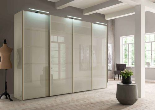 Wiemann Westside Sliding Wardrobe in Champagne Glass Front - Variation Available