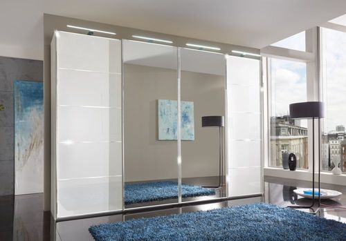 Wiemann Westside Sliding Wardrobe in White Glass Front - Variation Available