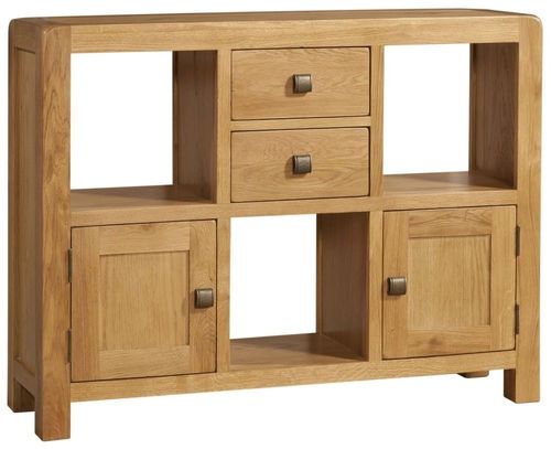 Curve Oak 2 Door Low Display Cabinet