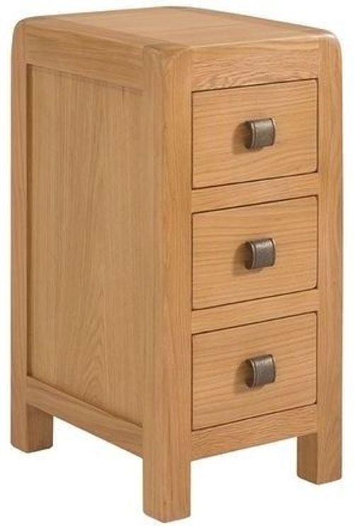 Curve Oak 3 Drawer Compact Bedside Cabinet