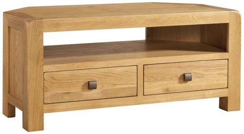 Curve Oak 2 Drawer Corner TV Unit