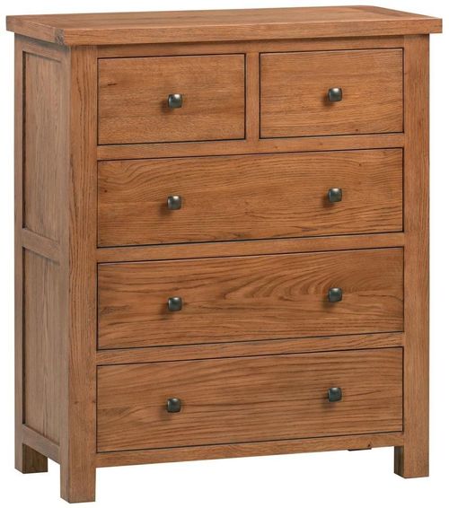 Original Rustic Oak 2+3 Drawer Chest