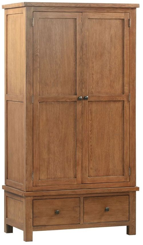 Original Rustic Oak 2 Door 2 Drawer Double Wardrobe