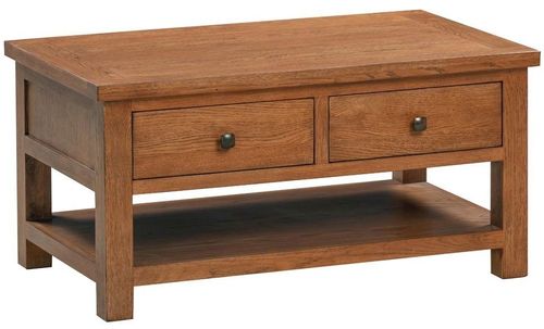Original Rustic Oak 2 Drawer Coffee Table