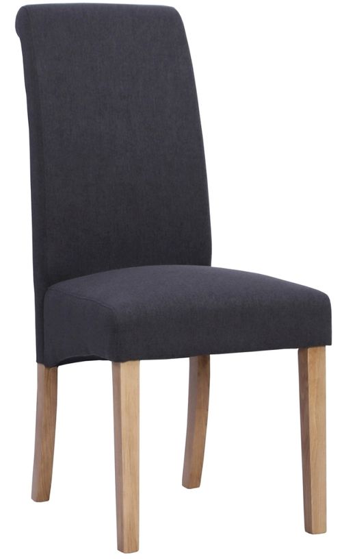 2 x Dorset Oak Dark Grey Wesbury Rollback Fabric Dining Chair