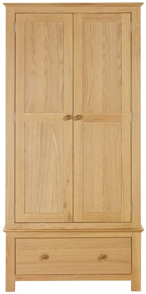 Arlington Oak 2 Door 1 Drawer Double Wardrobe