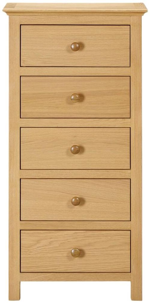 Arlington Oak 5 Drawer Narrow Chest