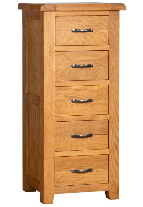 Somer Oak 5 Drawer Narrow Chest