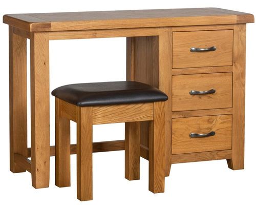 Somer Oak 3 Drawer Single Dressing Table with Stool
