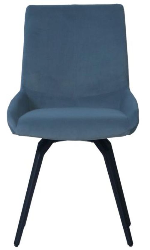 2 x Malcom Blue Fabric Swivel Dining Chair