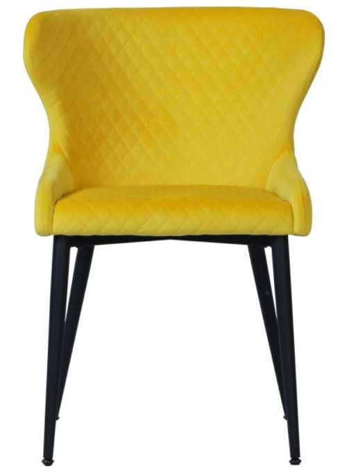 2 x Langley Yellow Fabric Dining Chair
