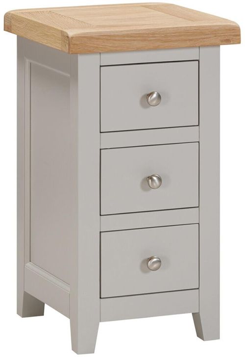 Wilmont Grey Painted 3 Drawer Compact Bedside Cabinet