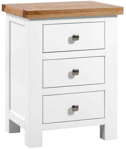 Lundy White Painted 3 Drawer Bedside Cabinet