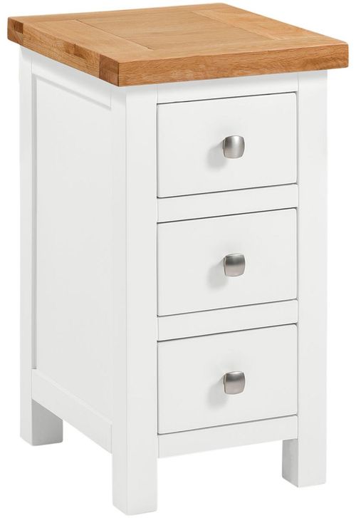 Lundy White Painted 3 Drawer Compact Bedside Cabinet