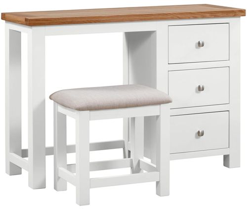 Lundy White Painted 3 Drawer Single Dressing Table with Stool