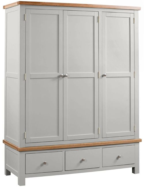 Lundy Grey Painted 3 Door Triple Wardrobe