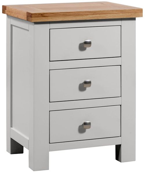 Lundy Grey Painted 3 Drawer Bedside Cabinet