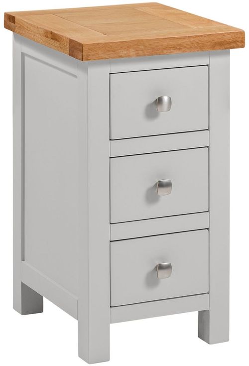 Lundy Grey Painted 3 Drawer Compact Bedside Cabinet