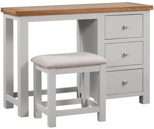 Lundy Grey Painted 3 Drawer Single Dressing Table with Stool