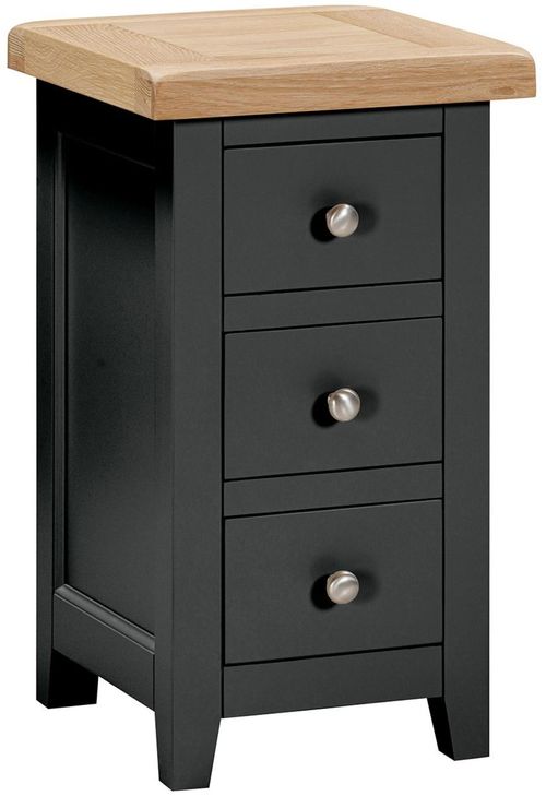 Wilmont Black Painted 3 Drawer Compact Bedside Cabinet