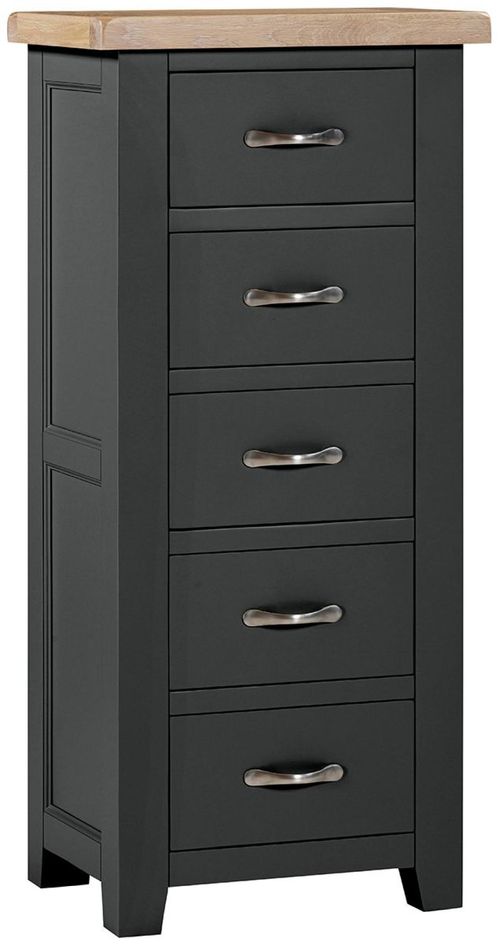 Wilmont Black Painted 5 Drawer Narrow Chest