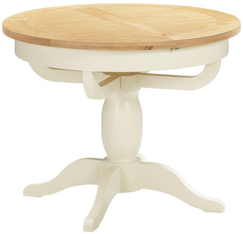 Lundy Ivory Painted 4-6 Seater Oval Extending Dining Table - Pedestal Base