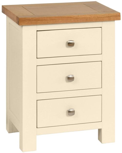 Lundy Ivory Painted 3 Drawer Bedside Cabinet