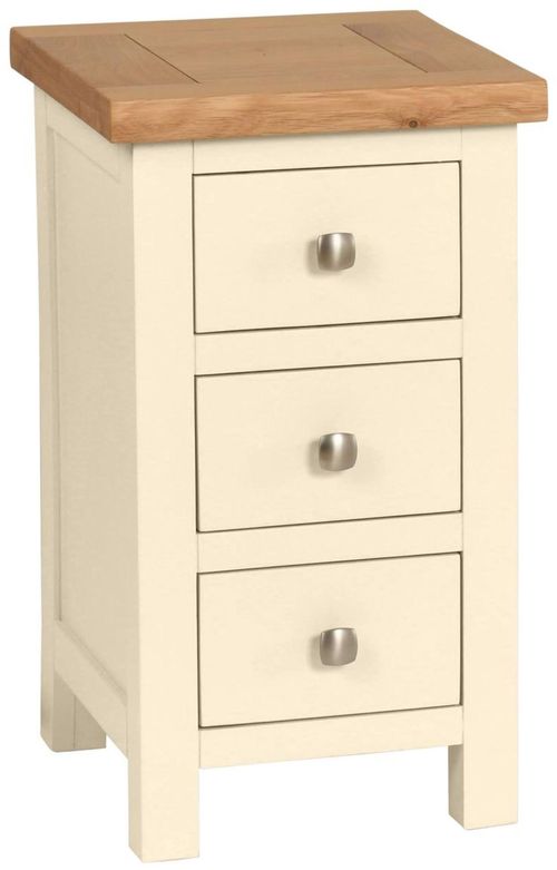 Lundy Ivory Painted 3 Drawer Compact Bedside Cabinet