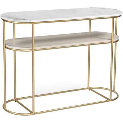 Buxton White Marble and Gold Oval Console Table