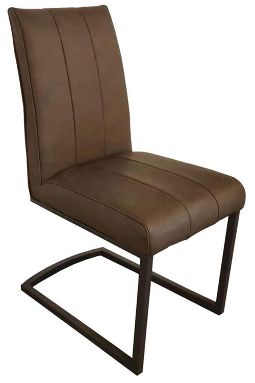 2 x Tira Vintage Brown Faux Leather Cantilever Dining Chair